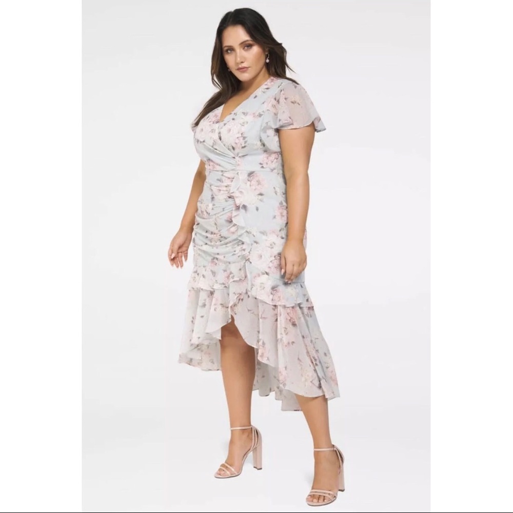 NWT Ever New Bronte Floral Print Ruched High/Low Dress Plus Size 14